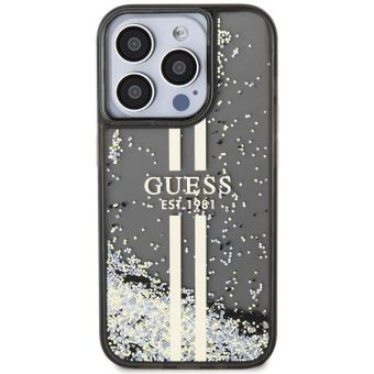 Obal Guess PC/TPU Liquid Glitter Gold Stripe Apple iPhone 15 Pro Max GUHCP15XLFCSEGK Black