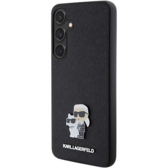 Plastové puzdro Karl Lagerfeld na Samsung Galaxy S24 5G S921 KLHCS24SPSAKCMPK PU Saffiano Metal Karl and Choupette čierne