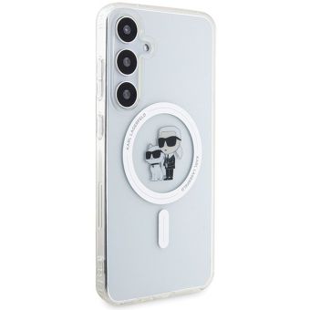 Plastové puzdro Karl Lagerfeld na Samsung Galaxy S24 5G S921 KLHMS24SHGKCNOT IML Glitter Karl and Choupette MagSafe transparentné