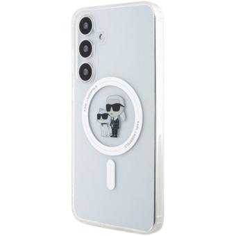 Plastové puzdro Karl Lagerfeld na Samsung Galaxy S24 5G S921 KLHMS24SHGKCNOT IML Glitter Karl and Choupette MagSafe transparentné