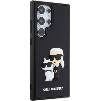 Plastové puzdro Karl Lagerfeld na Samsung Galaxy S24 Ultra 5G S928 KLHCS24L3DRKCNK 3D Rubber Karl and Choupette čierne