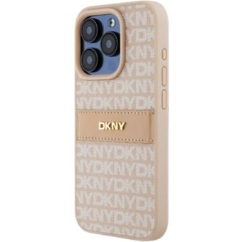 DKNY PU Leather Repeat Pattern Tonal Stripe Apple iPhone 15 Pro DKHCP15LPRTHSLP Pink