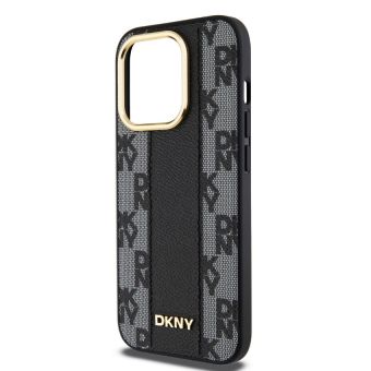 Obal DKNY PU Leather Checkered Pattern Magsafe Apple iPhone 15 Pro DKHMP15LPCPVSLK Black