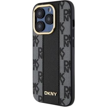 Obal DKNY PU Leather Checkered Pattern Magsafe Apple iPhone 15 Pro DKHMP15LPCPVSLK Black