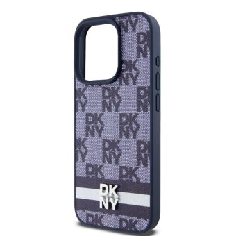 DKNY PU Leather Checkered Pattern and Stripe Apple iPhone 15 Pro DKHCP15LPCPTSSB Blue
