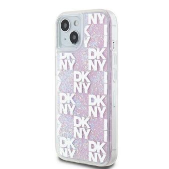 DKNY Liquid Glitter Checkered Pattern Apple iPhone 15 DKHCP15SLCPEPP Pink