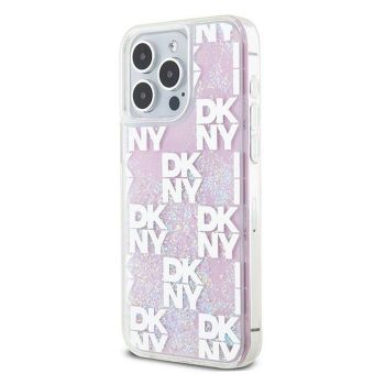 DKNY Liquid Glitter Checkered Pattern Apple iPhone 15 Pro Max DKHCP15XLCPEPP Pink