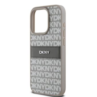 DKNY PU Leather Repeat Pattern Tonal Stripe Apple iPhone 14 Pro DKHCP14LPRTHSLE Beige