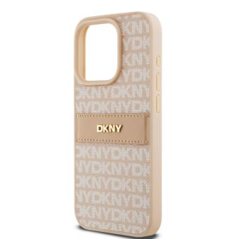 DKNY PU Leather Repeat Pattern Tonal Stripe Apple iPhone 14 Pro DKHCP14LPRTHSLP Pink