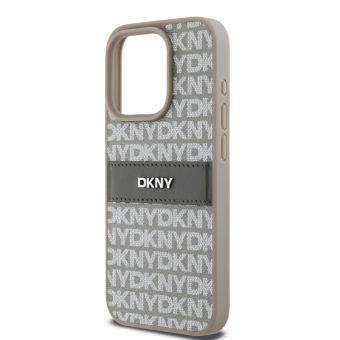 DKNY PU Leather Repeat Pattern Tonal Stripe Apple iPhone 14 Pro Max DKHCP14XPRTHSLE Beige