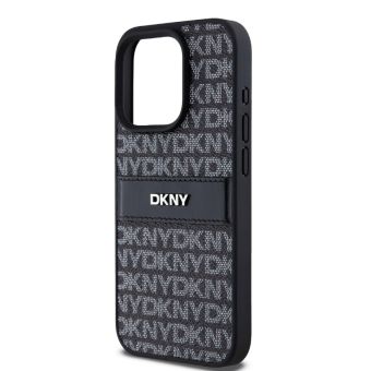DKNY PU Leather Repeat Pattern Tonal Stripe Apple iPhone 14 Pro DKHCP14LPRTHSLK Black