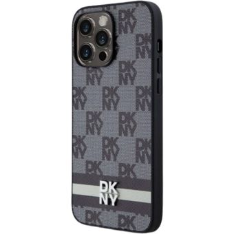 DKNY PU Leather Checkered Pattern and Stripe Apple iPhone 13 Pro Max DKHCP13XPCPTSSK Black