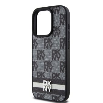 DKNY PU Leather Checkered Pattern and Stripe Apple iPhone 14 Pro Max DKHCP14XPCPTSSK Black