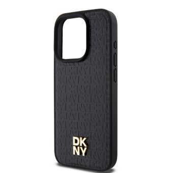 DKNY PU Leather Repeat Pattern Stack Logo Magsafe Apple iPhone 14 Pro Max DKHMP14XPSHRPSK Black