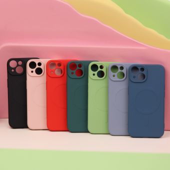 Silikónové puzdro na Apple iPhone 14 Simple Color Mag svetlo zelené