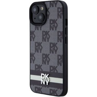 DKNY PU Leather Checkered Pattern and Stripe Apple iPhone 13 DKHCP13MPCPTSSK Black