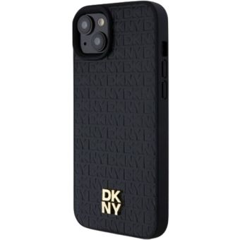 DKNY PU Leather Repeat Pattern Stack Logo Magsafe Apple iPhone 15 Plus DKHMP15MPSHRPSK Black