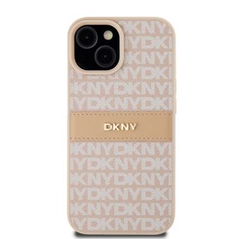 DKNY PU Leather Repeat Pattern Tonal Stripe Apple iPhone 15 DKHCP15SPRTHSLP Pink