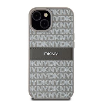 DKNY Repeat Texture Pattern W Tonal Stripe Apple iPhone 15 Plus DKHCP15MPRTHSLE Beige