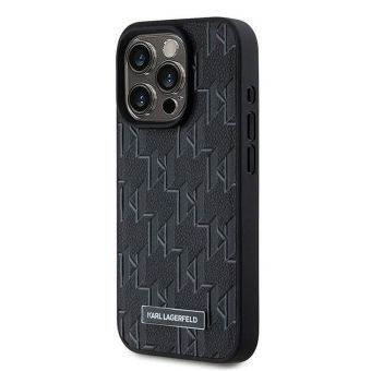 Obal Karl Lagerfeld PU Leather Monogram Metal Logo Magsafe Apple iPhone 15 Pro Max KLHMP15XPKHPORPK Black