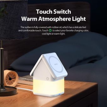 W20 4-in-1 House-shaped Magnetic Wireless Charger Stand 15W White