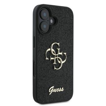 Obal Guess PU Fixed Glitter 4G Metal Logo Apple iPhone 16 Plus GUHCP16MHG4SGK Black