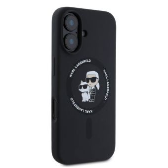 Obal Karl Lagerfeld Liquid Silicone Karl and Choupette MagSafe Apple iPhone 16 KLHMP16SSCMKCRHK čierny
