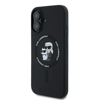 Obal Karl Lagerfeld Liquid Silicone Karl and Choupette MagSafe Apple iPhone 16 Plus KLHMP16MSCMKCRHK Black