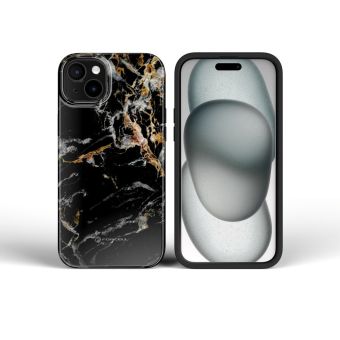 FORCELL F-PROTECT Mirage case compatible with MagSafe for IPHONE 16 PRO black marble
