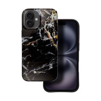 FORCELL F-PROTECT Mirage case compatible with MagSafe for IPHONE 16 PLUS black marble