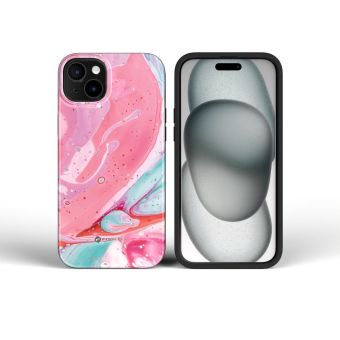 FORCELL F-PROTECT Mirage case compatible with MagSafe for IPHONE 16 PRO pink marble
