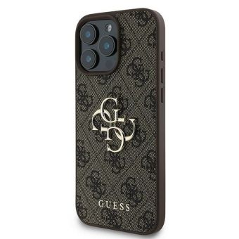 Obal Guess PU 4G Metal Logo Apple iPhone 16 Pro GUHCP16L4GMGBR Brown