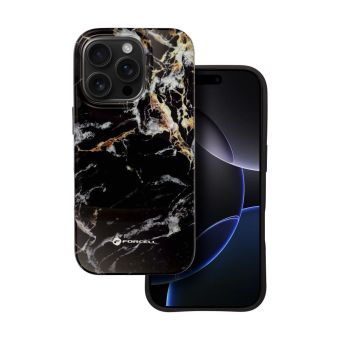 FORCELL F-PROTECT Mirage, Military Drop-Tested case compatible with MagSafe for IPHONE 15 black marble