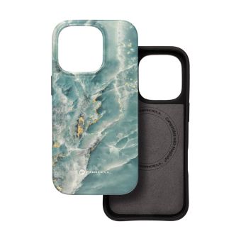 FORCELL F-PROTECT Mirage, Military Drop-Tested case compatible with MagSafe for IPHONE 15 PRO green marble