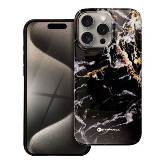 FORCELL F-PROTECT Mirage, Military Drop-Tested case compatible with MagSafe for IPHONE 15 PRO MAX black marble