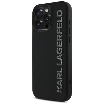 Karl Lagerfeld 3D Rubber Glitter Logo Zadní Kryt pro iPhone 16 Black