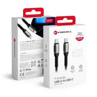 FORCELL F-ENERGY C263 cable Type C to Type C QC4.0 PD 5A 240W Cafule 2 m black