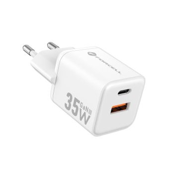 Forcell F-Energy Mini GaN III VT-35C, USB-C/USB-A PD;QC4.0 35W, biela