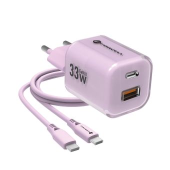 Forcell F-Energy GaN III Crystal Color VT-41, USB-C/USB-A, PD QC4.0 33W + USB-C kábel, fialová