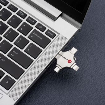 FORCELL F-DATA pendrive Metal Quad 128GB USB3.2 Gen 1 (USB A / Type C / Lightning / Micro USB) silver