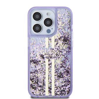Obal Guess PC/TPU Liquid Glitter Gold Stripe Apple iPhone 15 Pro GUHCP15LLFCSEGU Purple