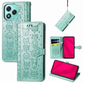 Obal MEZZO Book Honor 400 Lite 5G zvieratká zelený