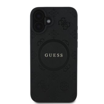 Obal Guess Saffiano Peony Stamp MagSafe Apple iPhone 16 GUHMP16SPSAPSMEK Black
