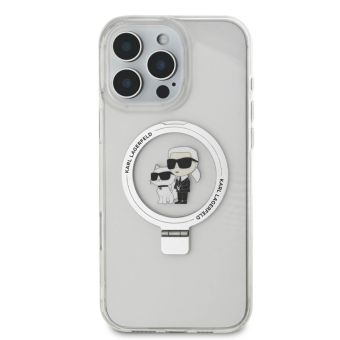 Obal Karl Lagerfeld Ringstand Karl and Choupette MagSafe Apple iPhone 16 Pro Max KLHMP16XHMRSKCH White