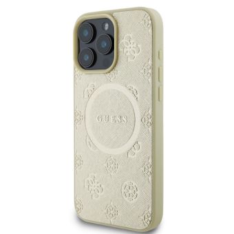 Obal Guess Saffiano Peony Stamp MagSafe Apple iPhone 16 Pro Max GUHMP16XPSAPSMED Gold