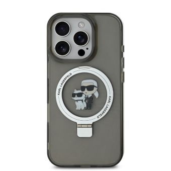 Obal Karl Lagerfeld Ringstand Karl and Choupette MagSafe Apple iPhone 16 Pro KLHMP16LHMRSKCK Black