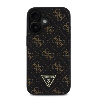 Obal Guess PU Leather 4G Triangle Metal Logo Apple iPhone 16 GUHCP16SPG4GPK Black