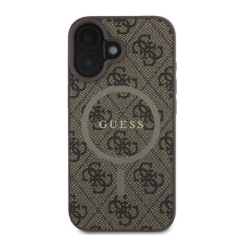 Obal Guess PU Leather 4G Colored Ring MagSafe Apple iPhone 16 Plus GUHMP16MG4GFRW Brown