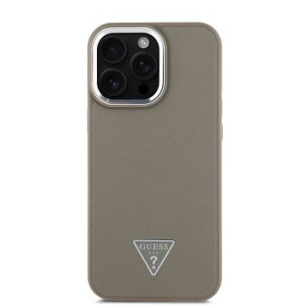 Obal Guess PU Grained Triangle Logo Apple iPhone 16 Pro Max GUHMP16XPGTSPSW Brown