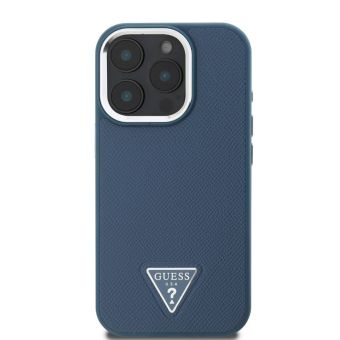 Obal Guess PU Grained Triangle Logo Apple iPhone 16 Pro Max GUHMP16XPGTSPSB Blue